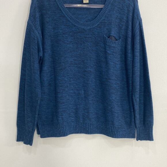 White + Warren Cotton Boxy Cut Sweater Women's Medium Blue - Picture 4 of 8